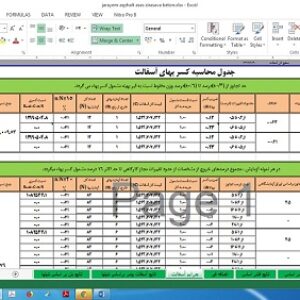 فایل اکسل جرائم آسفالت اساس زیر اساس و بتن