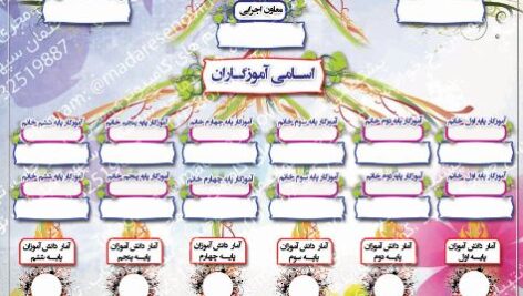 طرح لایه باز بنر نمودار سازمانی مدارس ابتدایی