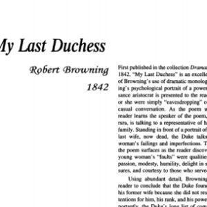 نقد شعر My Last Duchess by Robert Browning