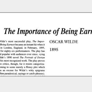 نقد نمایشنامه The Importance of Being Earnest by Oscar Wilde