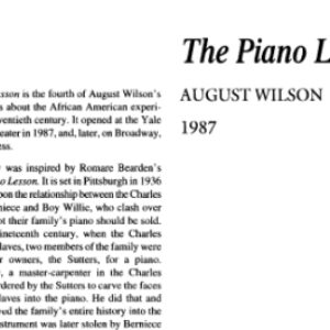 نقد نمایشنامه The Piano Lesson by August Wilson