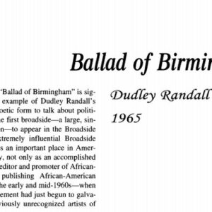 نقد شعر   Ballad of Birmingham by Dudley Randall