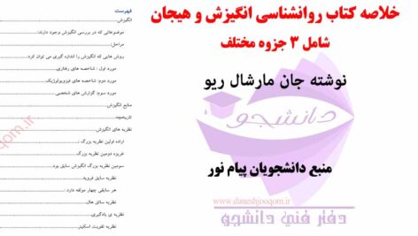 خلاصه‌ کتاب روانشناسی انگیزش و هیجان – نوشته جان مارشال ریو- منبع روانشناسی پیام نور