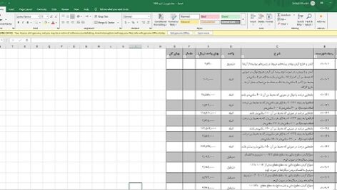 اکسل فهرست بها ابنیه ، راه و باند و فرودگاه ، تاسیسات مکانیکی و تاسیسات برقی 1404