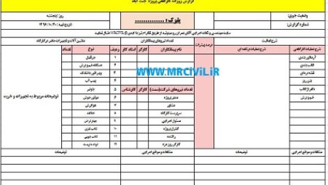 فرم گزارش روزانه پروژه – Daily Report کارگاه ساختمانی در زمان اسکلت و شروع