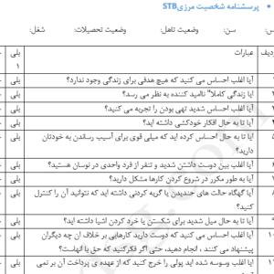 پرسشنامه مقیاس شخصیتی مرزی (STB)