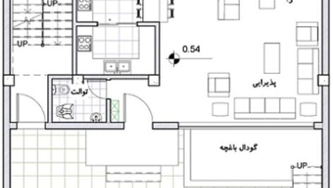 پلان معماری ویلایی شمالی 160 متری  با عرض  12 متر