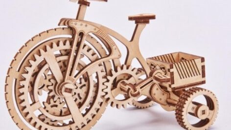 طرح معرق دوچرخه مکانیکی چوبی