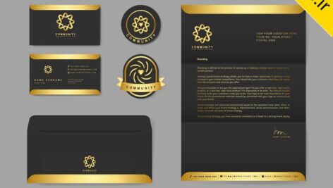 دانلود ست اداری خاکستری طلایی لوگو پاکت زیبا و خاص