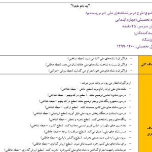 طرح درس  روزانه  پایه چهارم مطالعات اجتماعی /نشانه های ملی (درس بیستم)