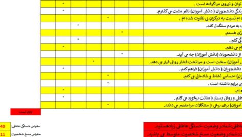 فایل اکسل پرسشنامه ی فرسودگی شغلی مزلچ