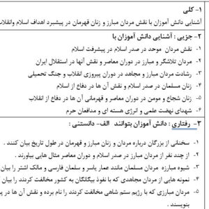 طرح درس ملی روزانه آمادگی دفاعی نهم درس مردان مبارز و زنان قهرمان