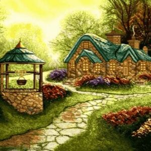 فایل نقشه ی تابلو فرش دستباف طرح طبیعت کلبه زیبا