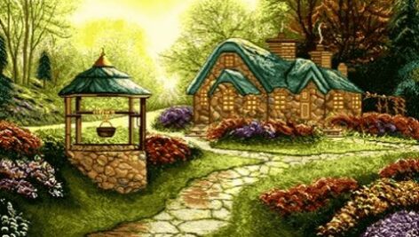 فایل نقشه ی تابلو فرش دستباف طرح طبیعت کلبه زیبا