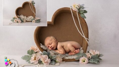 بک دراپ نوزاد قلب چوبی-کد 886