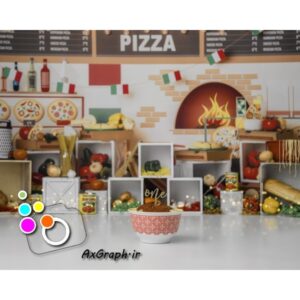 بک دراپ تولد تم پیتزا- کد 2019