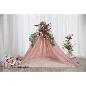 بک دراپ نوزاد چادر کودک گل آرایی-کد 2118