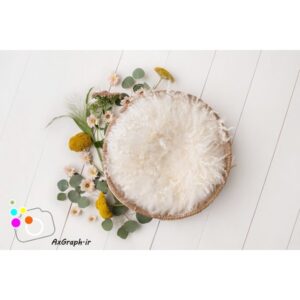 بک دراپ نوزاد سبد و گل نرگس-کد 2446