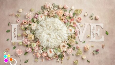 بک دراپ نوزاد LOVE -کد 2501