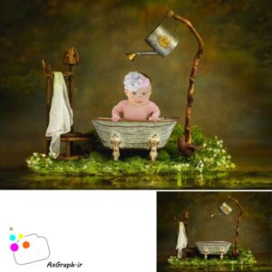 بک دراپ نوزاد وان و دوش آهنی-کد 2560