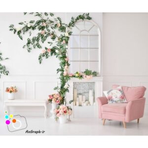 دانلود بک دراپ آتلیه مبل و گلدون گلهای طبیعی -کد 2794