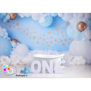 دانلود بک دراپ تولد تم آبی و طلایی-کد 4536