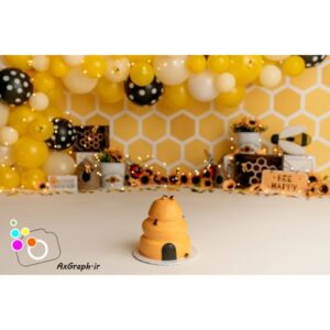 دانلود بک دراپ تولد تم زنبور عسل و گل آفتابگردون-کد 5506
