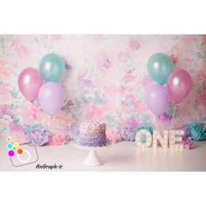 دانلود بک دراپ تولد تم یاسی و صورتی و سبز-کد 6296