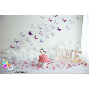 دانلود بک دراپ تولد تم پروانه و گلبرگ-کد 8098